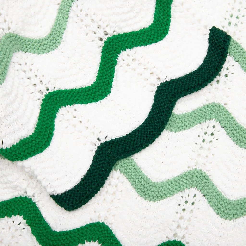 Gradient Wave Texture Shirt - Green/White