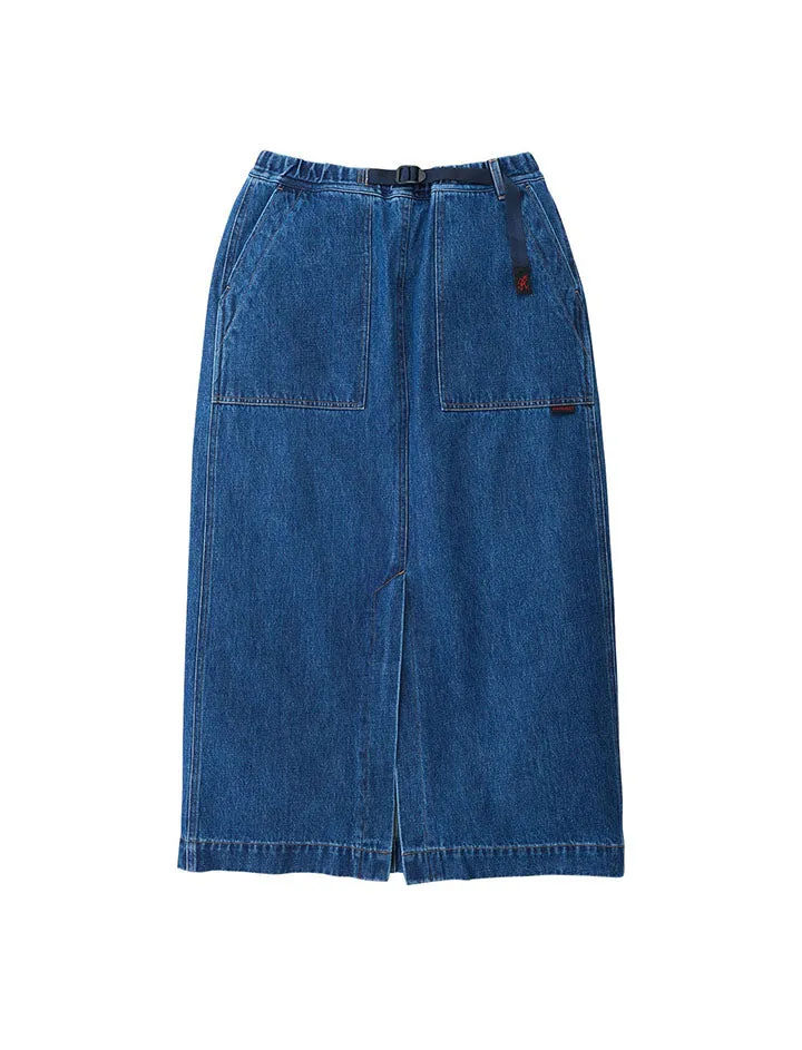 Gramicci Long Denim Skirt Mid Indigo