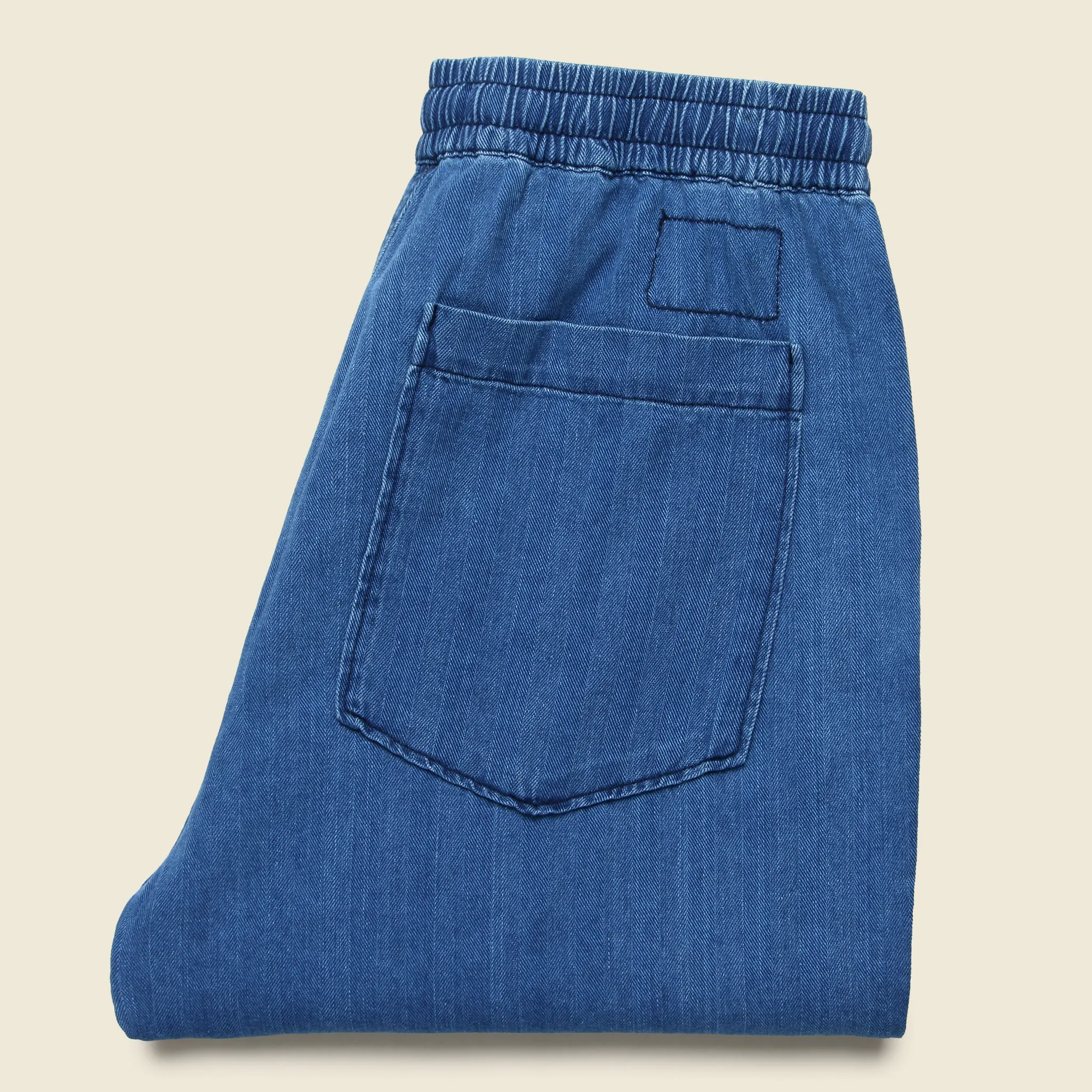 Herringbone Hi-Water Trouser - Faded Indigo