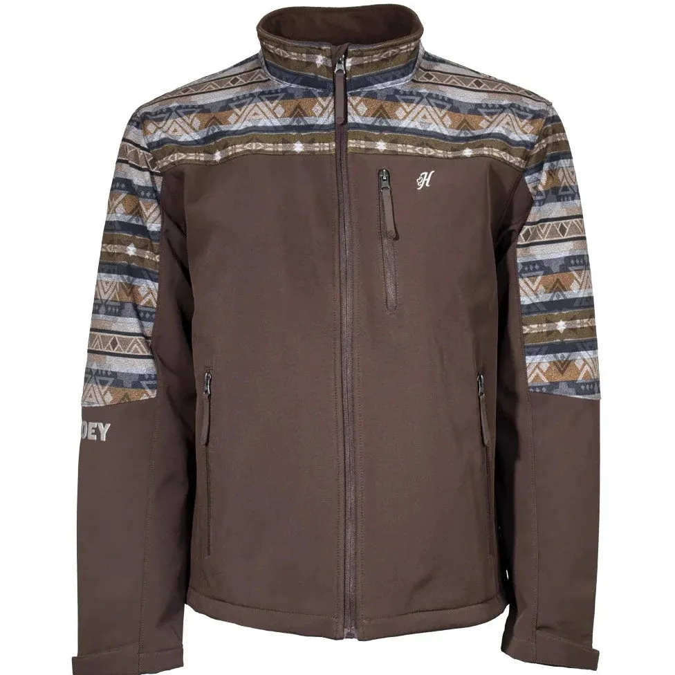 Hooey Men's Softshell Jacket in Brown Aztec