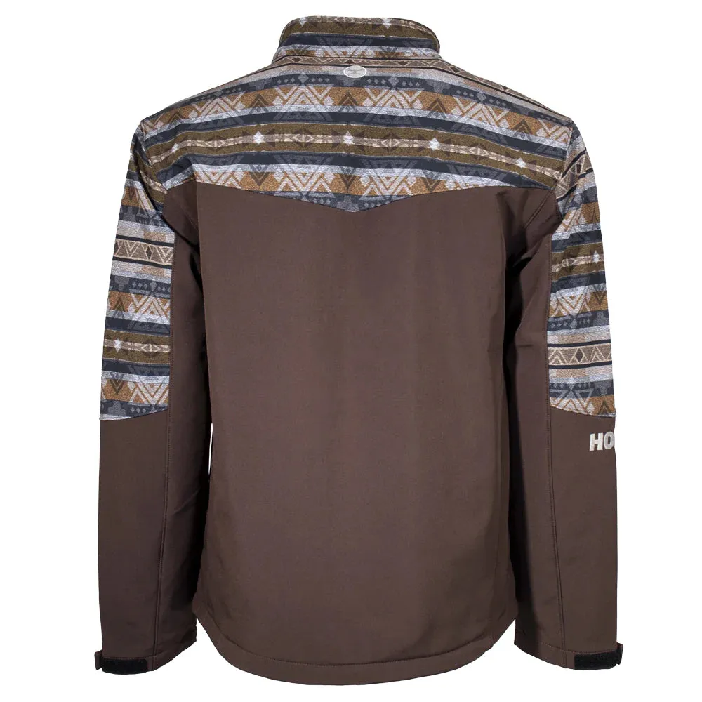 Hooey Men's Softshell Jacket in Brown Aztec