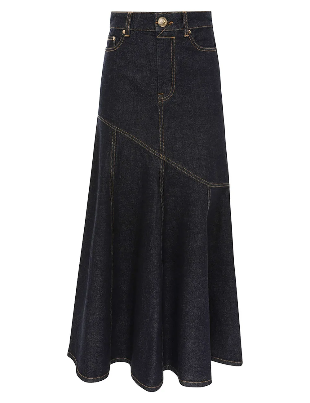 Illustration Denim Midi Skirt