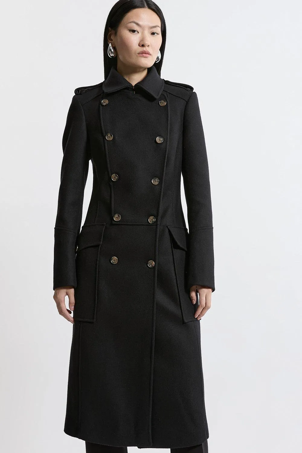 Italian Manteco Wool Military Coat | Karen Millen