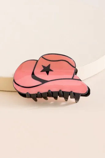 Jessica Pink Cowboy Hat Hair Claw