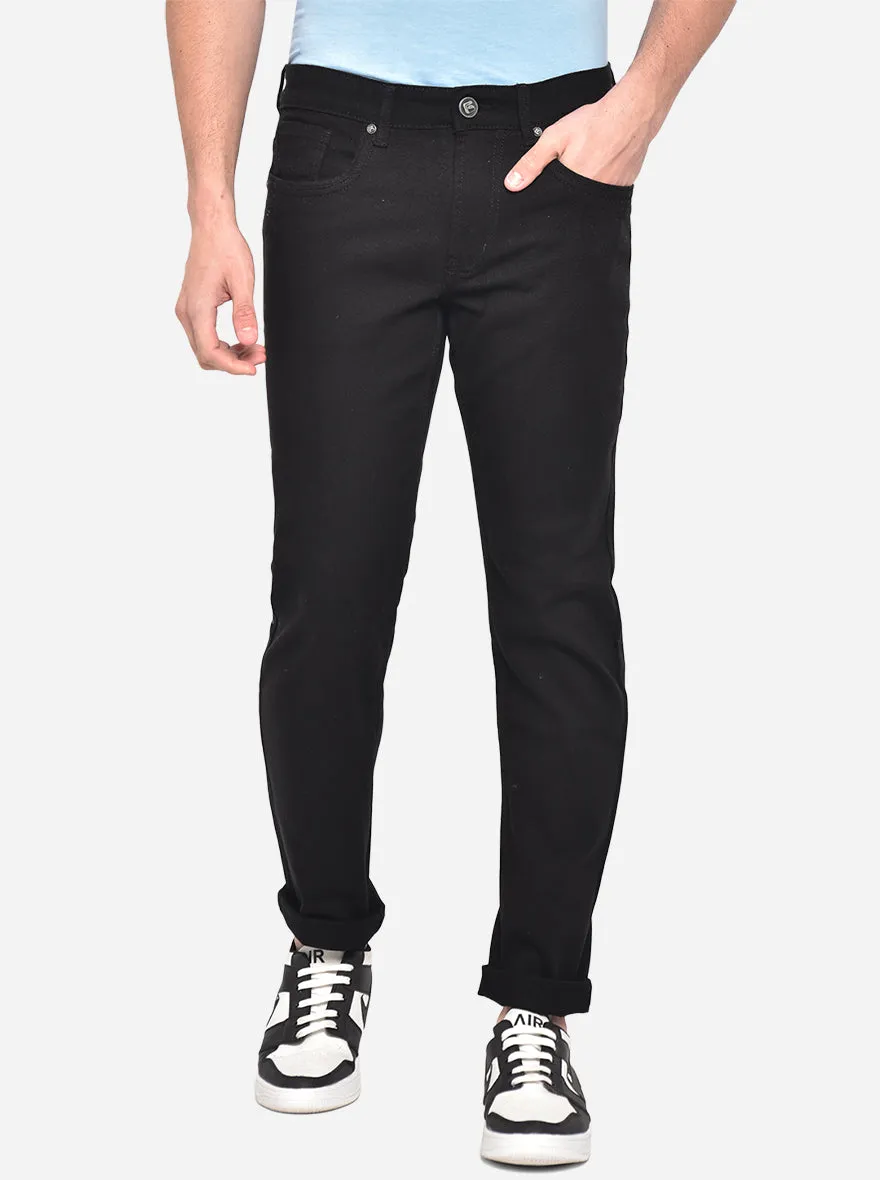 Jet Black Solid Straight Fit Jeans | Greenfibre