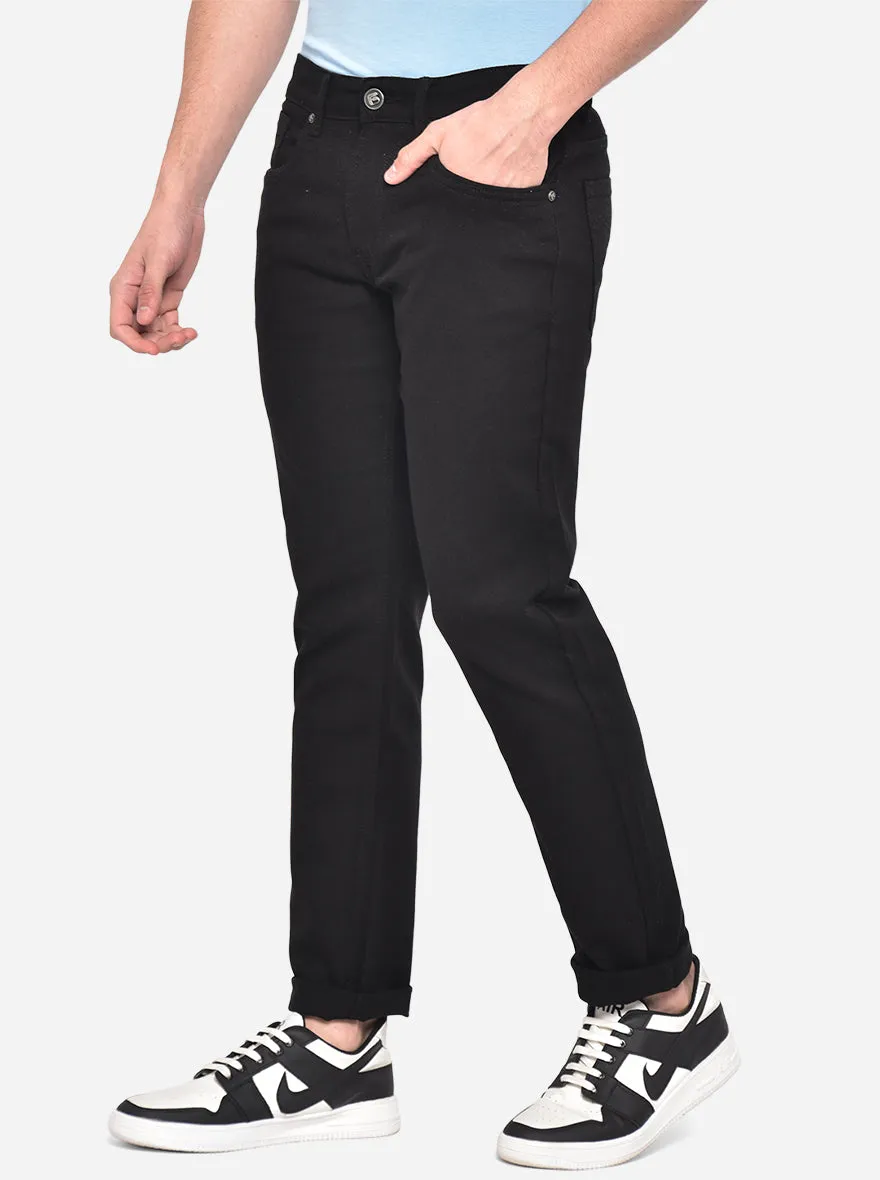 Jet Black Solid Straight Fit Jeans | Greenfibre