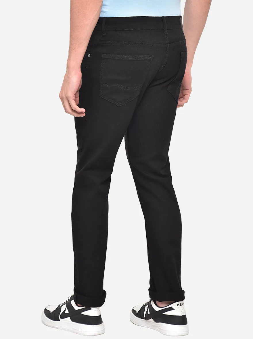 Jet Black Solid Straight Fit Jeans | Greenfibre