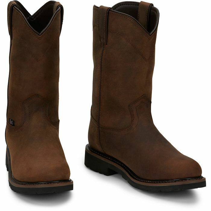 Justin Men's Drywall 10-In Waterproof Western Boot in Whiskey