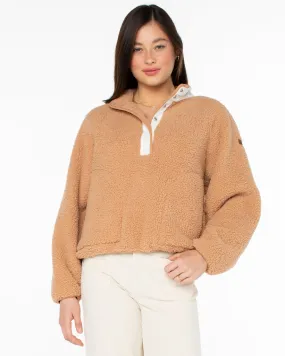 Kipsie Solid Fleece Sweater - Camel