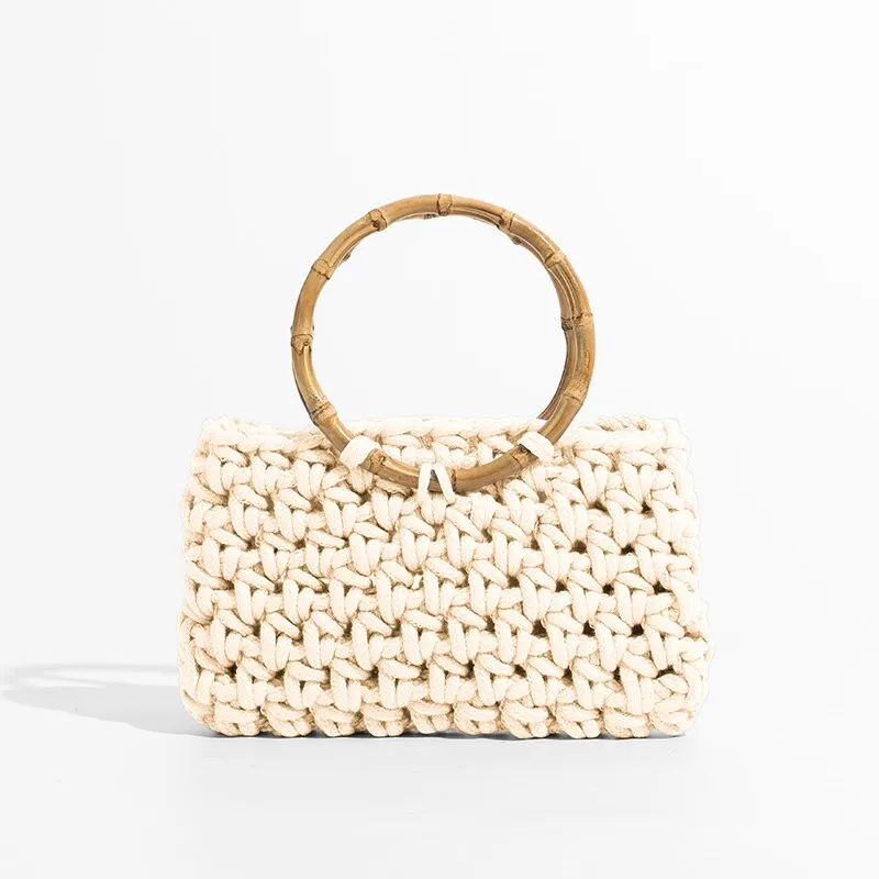 Knit Bamboo Handle Bag