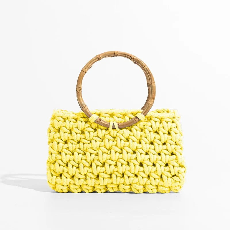 Knit Bamboo Handle Bag