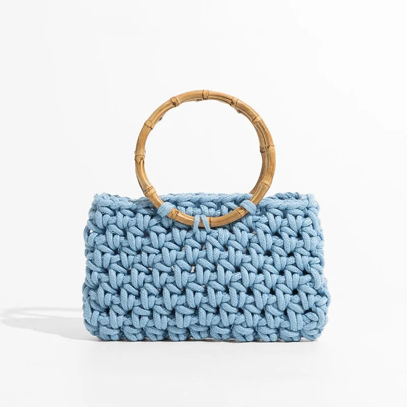 Knit Bamboo Handle Bag