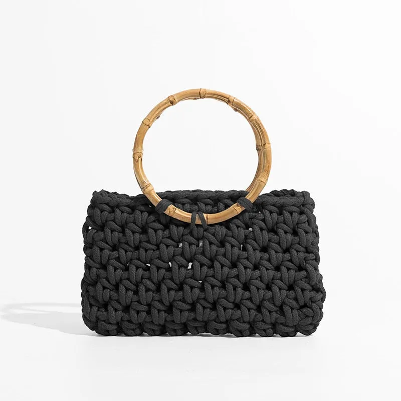 Knit Bamboo Handle Bag