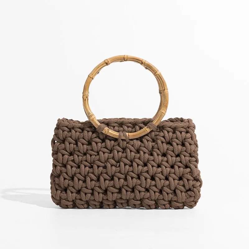 Knit Bamboo Handle Bag