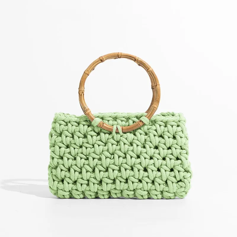 Knit Bamboo Handle Bag