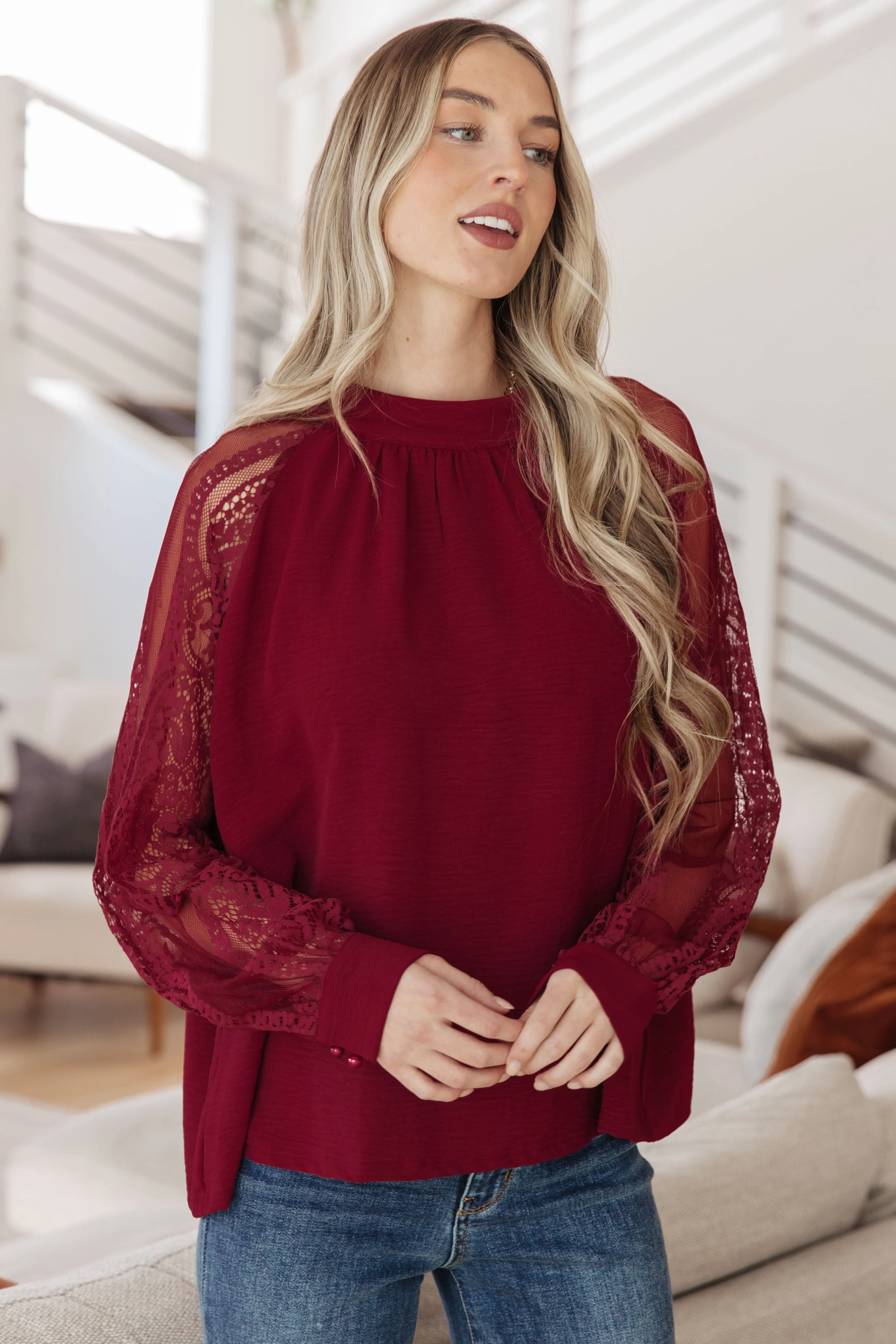 Lace  Sleeves Blouse