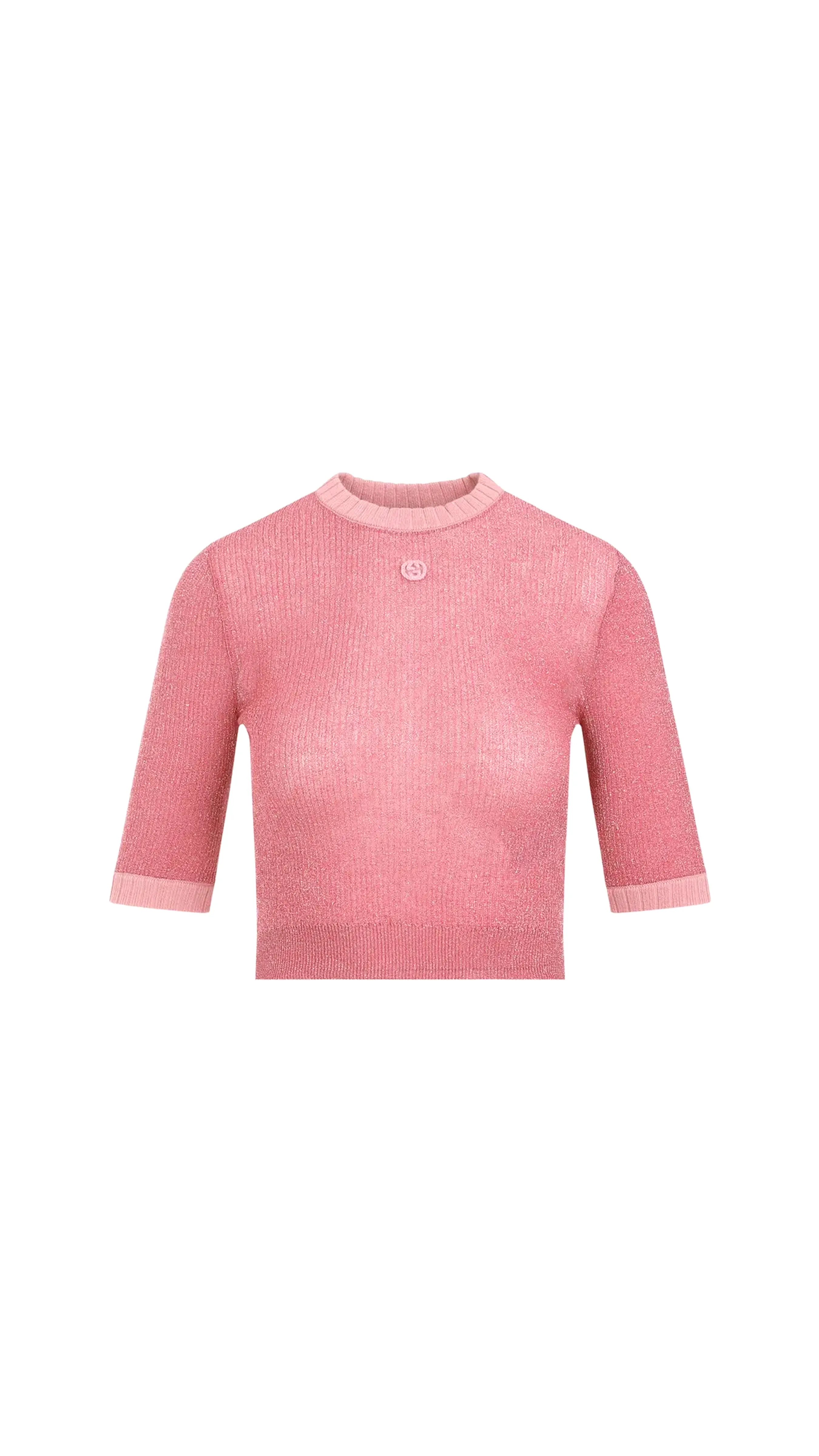 Lamé Knit Interlocking G Top - Pink