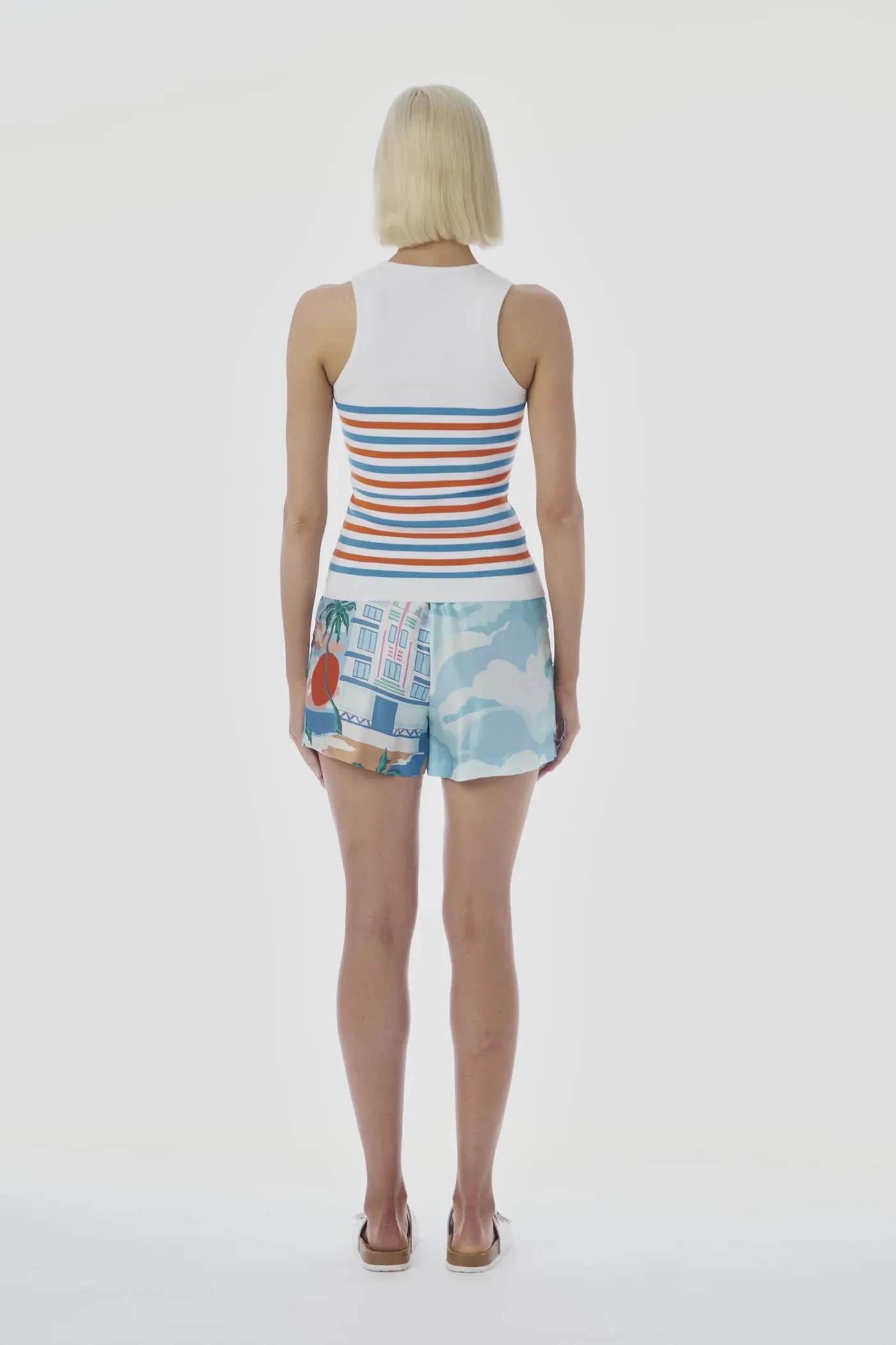 Le Superbe Tanks A Lot Stripe in White/Orange/Blue