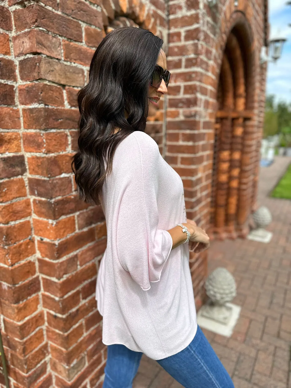 Light Pink Flower Girls Fine Knit Skye