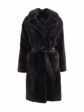 		Lily  Coal Black Faux Fur Coat	