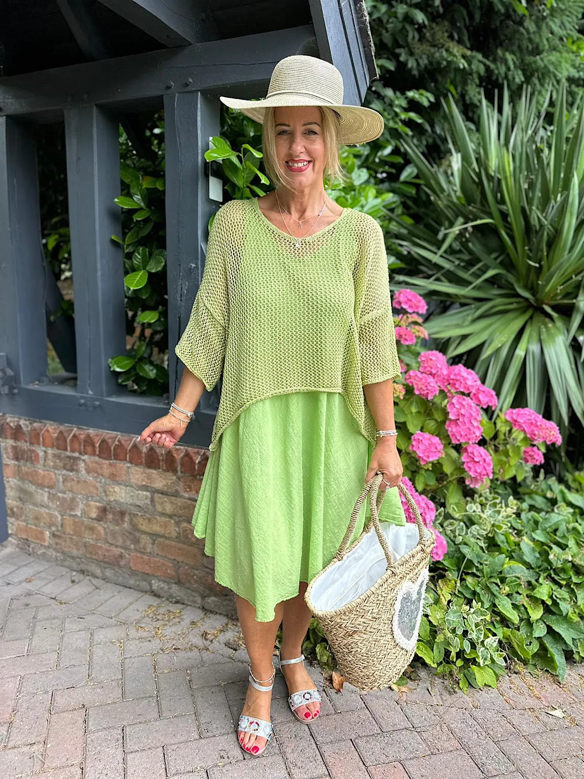 Lime Loose Weave Knit Michaela