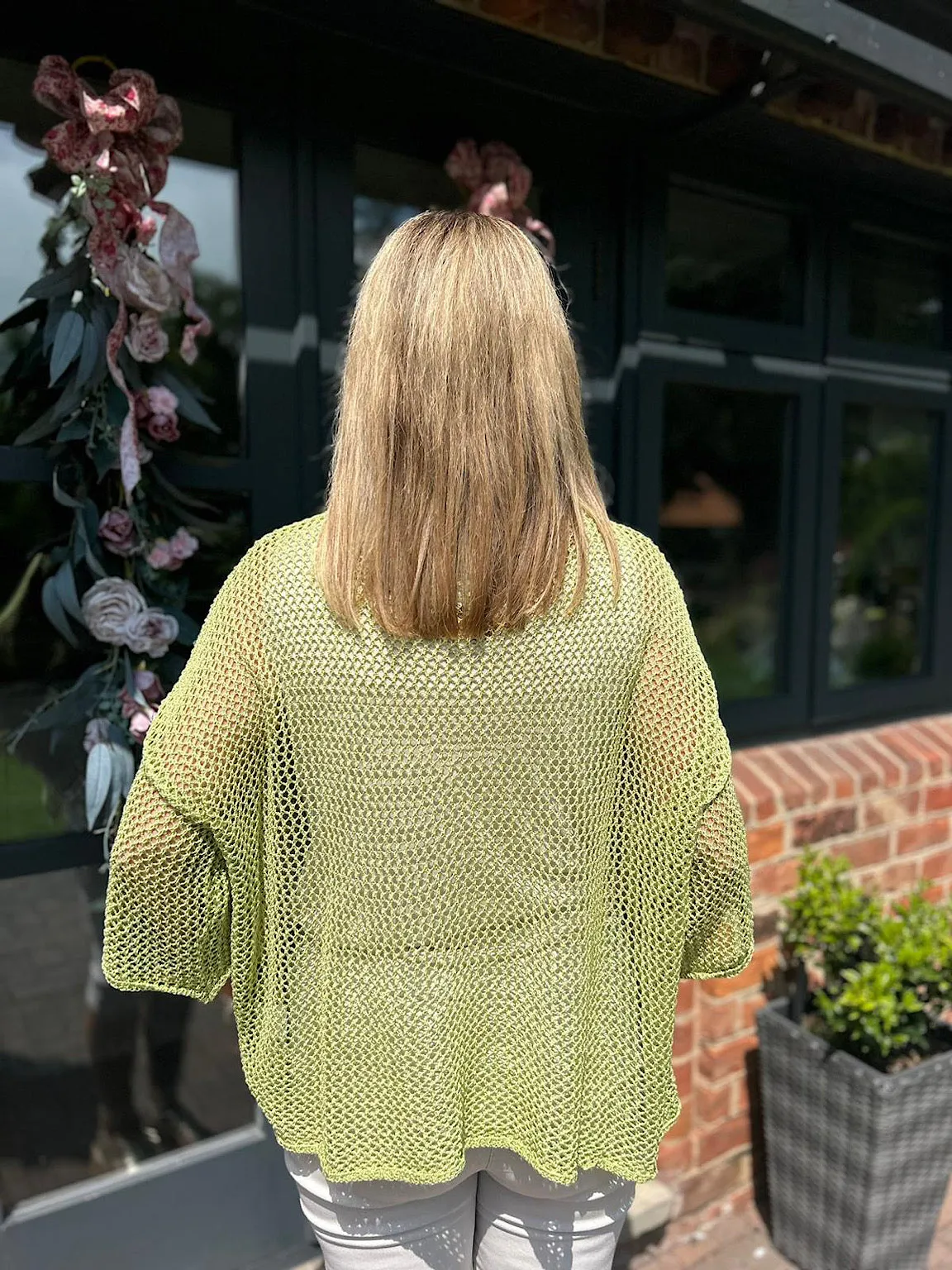 Lime Loose Weave Knit Michaela