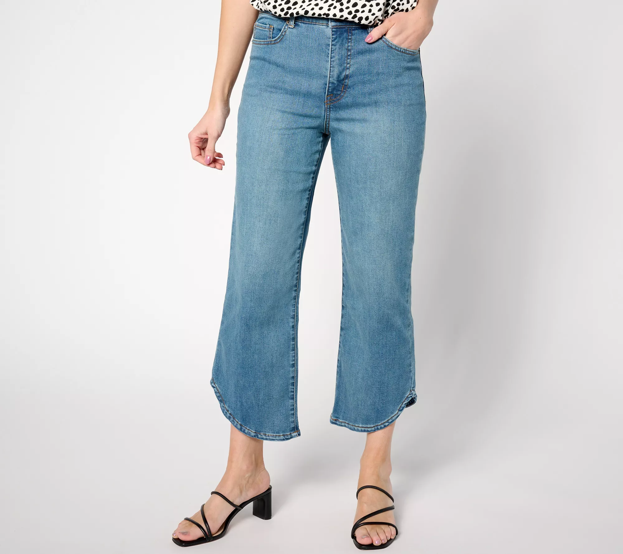 LOGO by Lori Goldstein Regular Relaxed Ankle Jeans with Tulip Hem