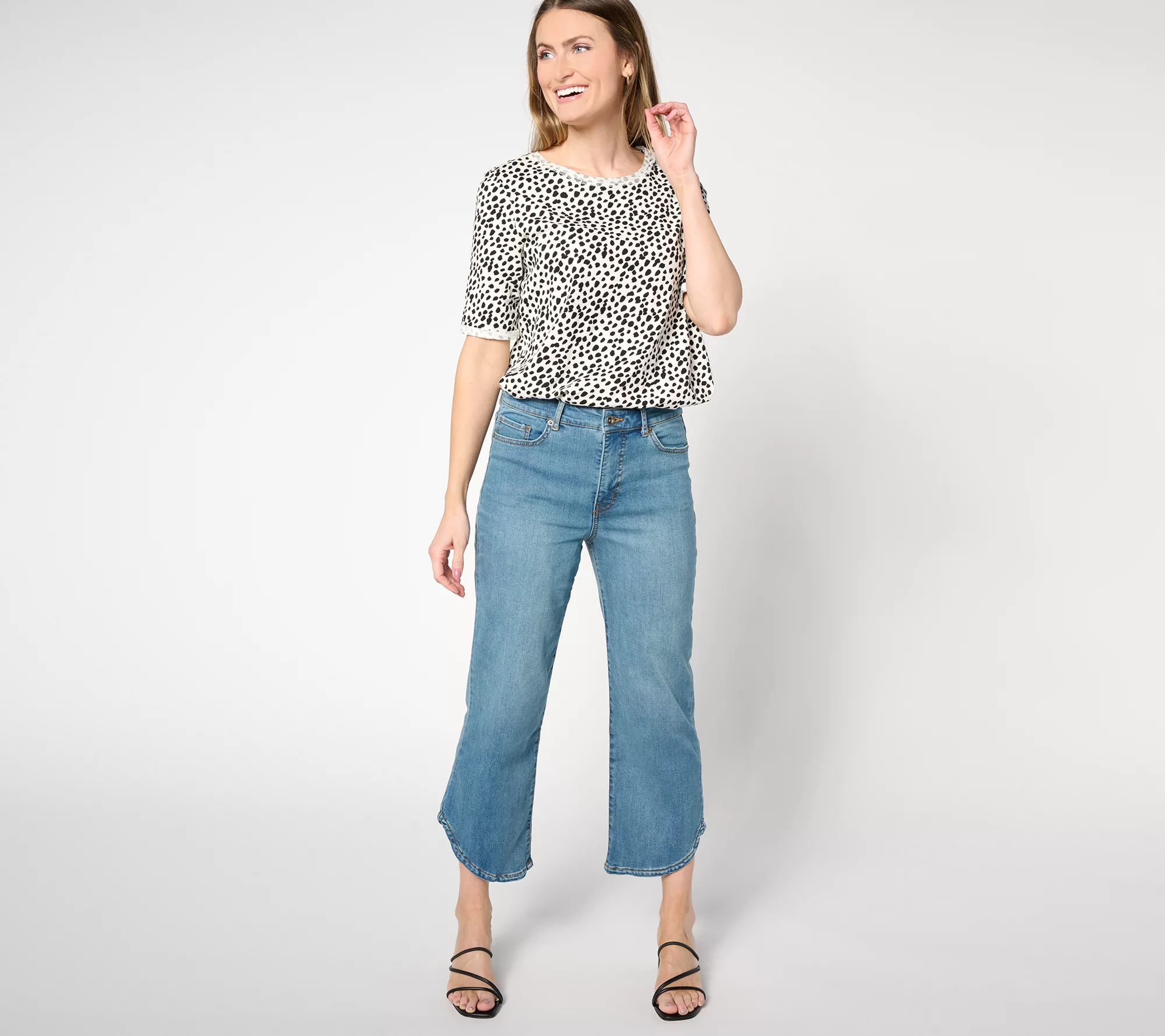 LOGO by Lori Goldstein Regular Relaxed Ankle Jeans with Tulip Hem