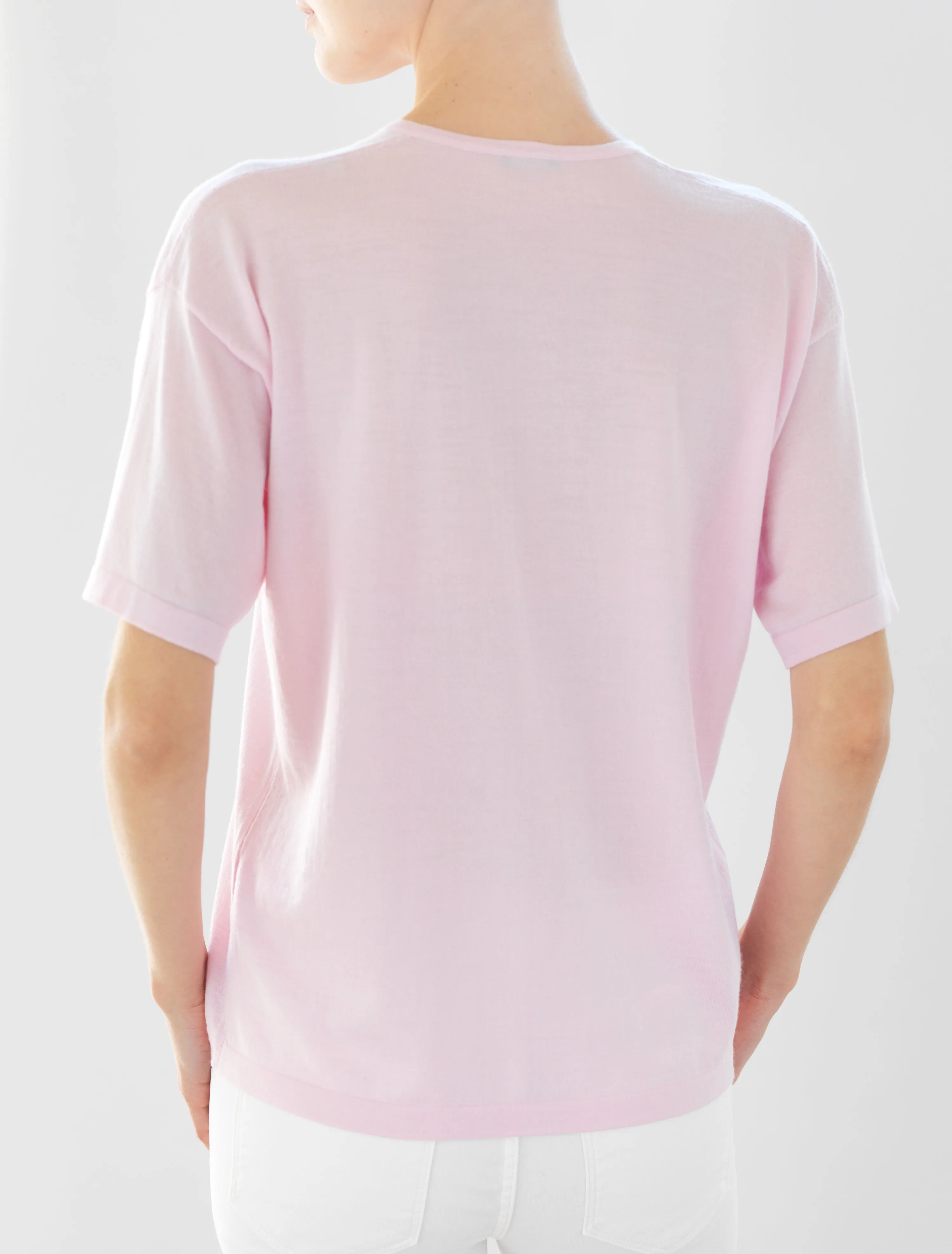 Luxo Knit T V-Neck - Pale Pink