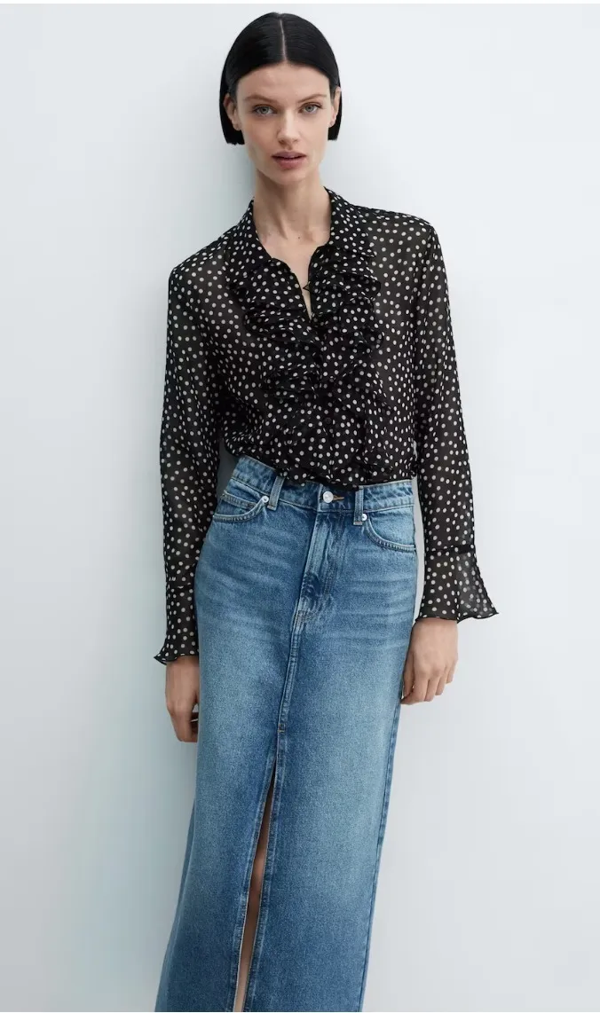 MANGO  |Ruffles printed blouse