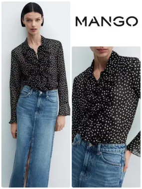 MANGO  |Ruffles printed blouse