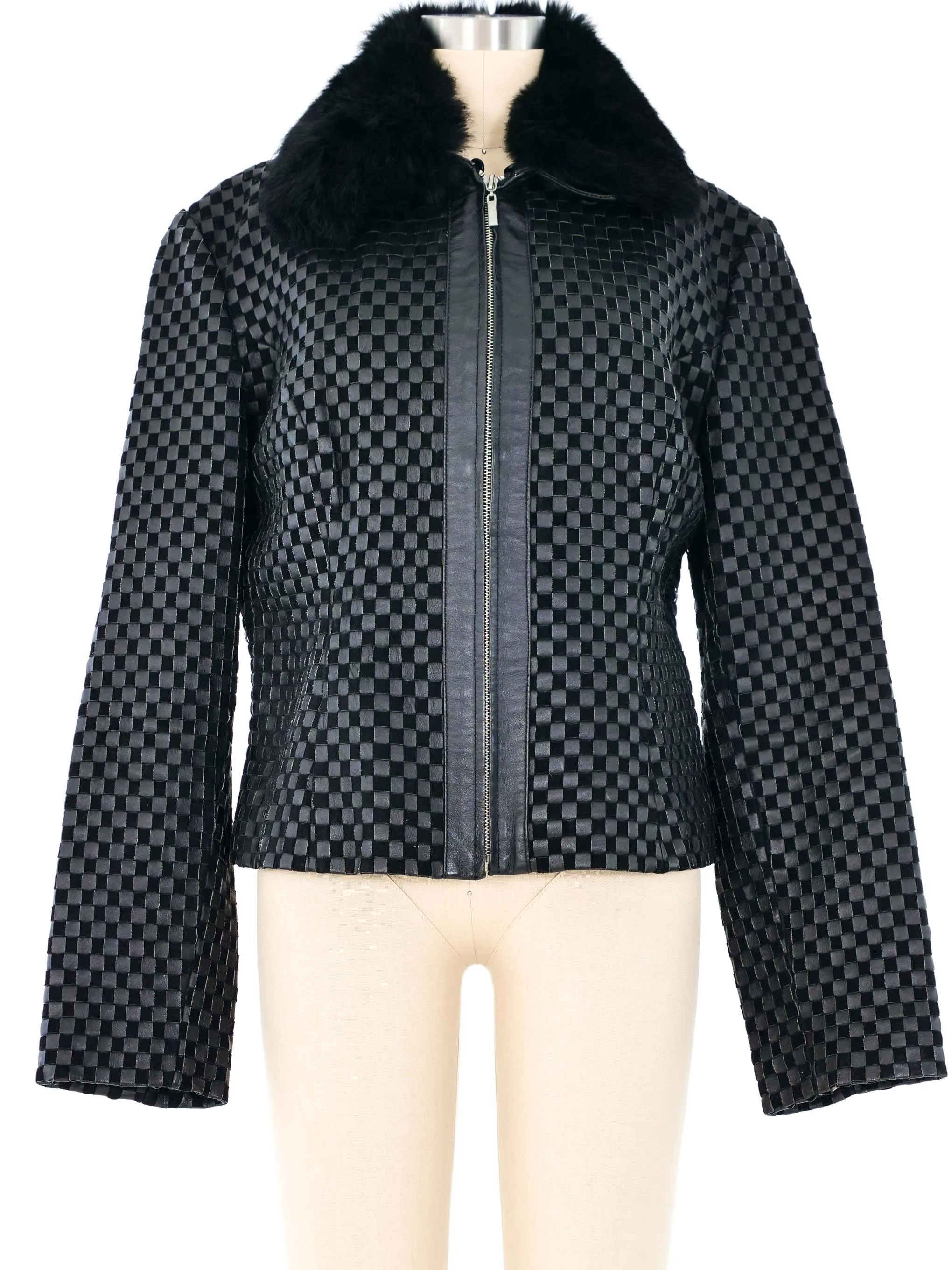 Marvin Richards Leather Basketweave Jacket