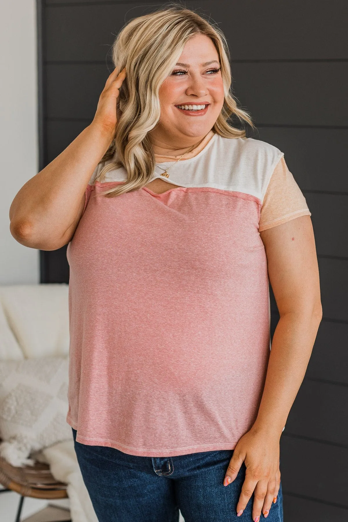 Meet Me Halfway Knit Top- Ivory & Pink