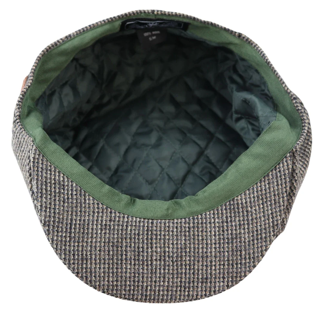 Men's 8 Panel Razor Baker Boy Hat Wool Tweed Shelby Newsboy Flat Cap Grey