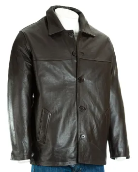 Men's Brown Classic Box Style Leather Jacket: Franco