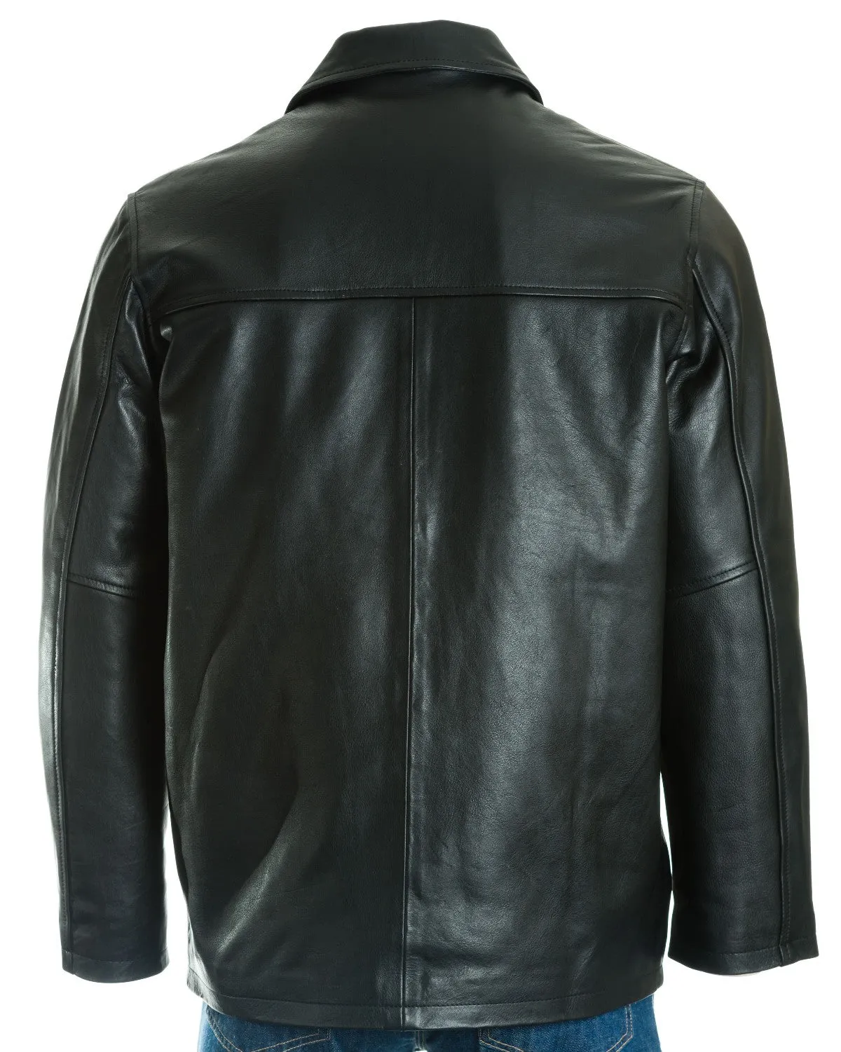 Men's Brown Classic Box Style Leather Jacket: Franco