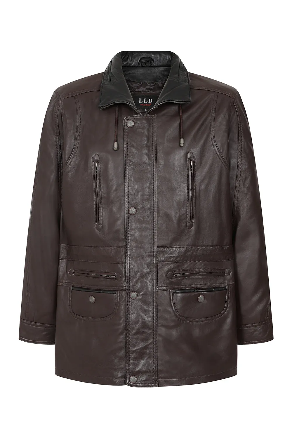 Men's Brown Classic  Length Real Leather Coat 'JERRY'