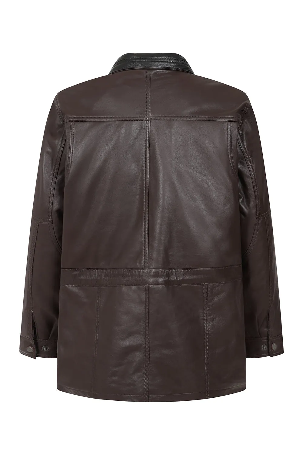 Men's Brown Classic  Length Real Leather Coat 'JERRY'