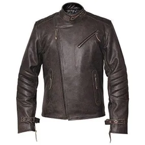 Mens Distressed Grey David Beckham Kendal Leather Jacket