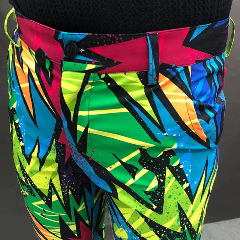 Men's Polyester Colorful Doodle Geometric Pattern Hip Hop Casual Pants