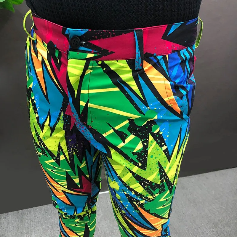 Men's Polyester Colorful Doodle Geometric Pattern Hip Hop Casual Pants