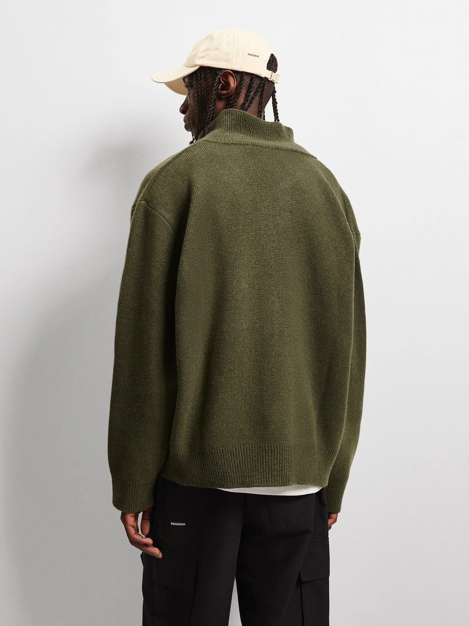 Men's Recycled Cashmere Zip Up Sweater—rosemary green