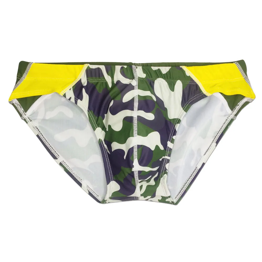 Men's Summer Beach Camouflage Briefs Pants Padded Push-Up Swimwear