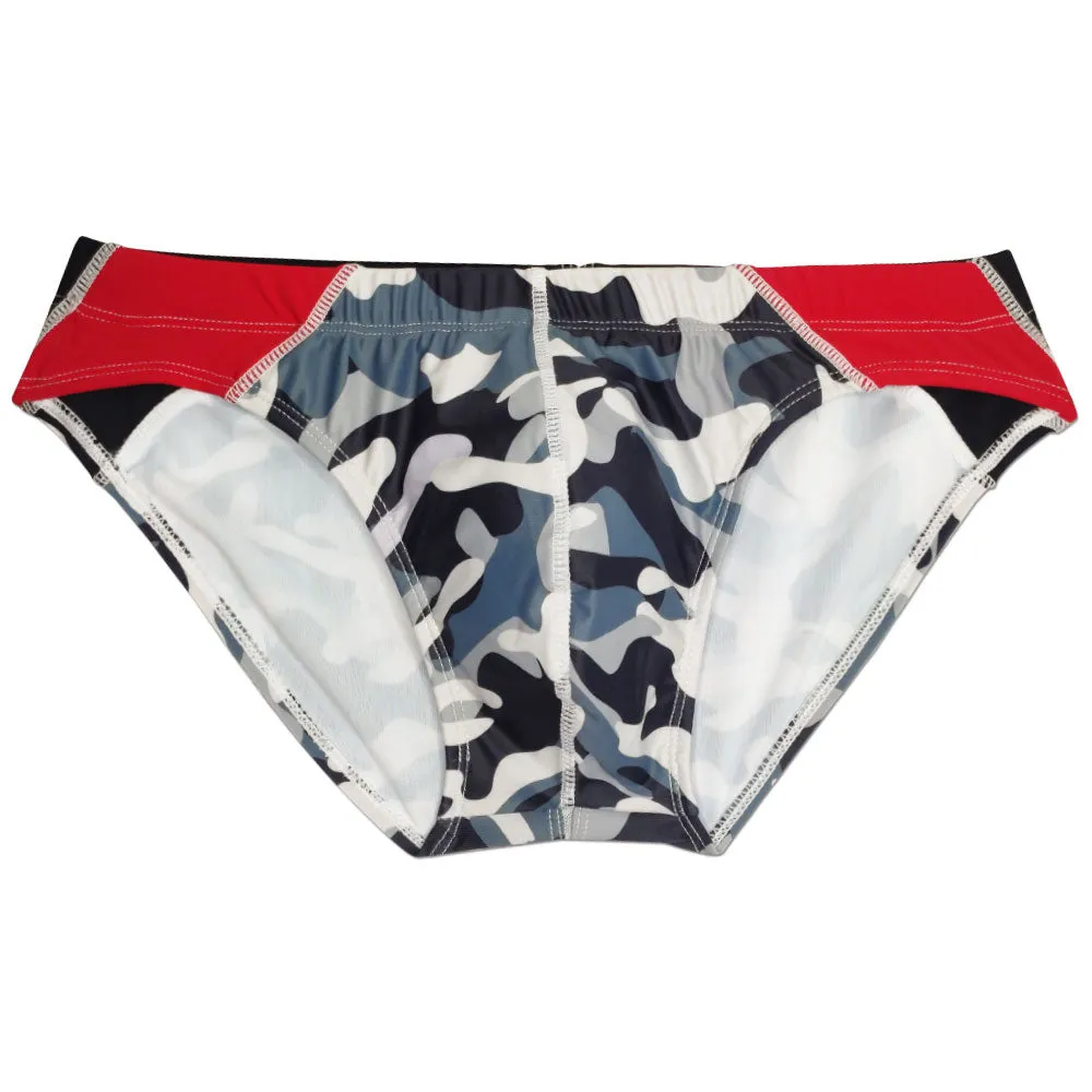 Men's Summer Beach Camouflage Briefs Pants Padded Push-Up Swimwear