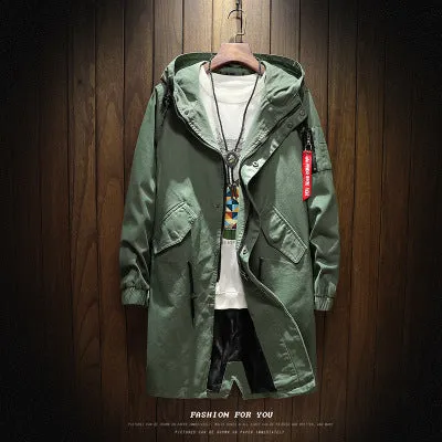 mid-length trench coat men's jacket