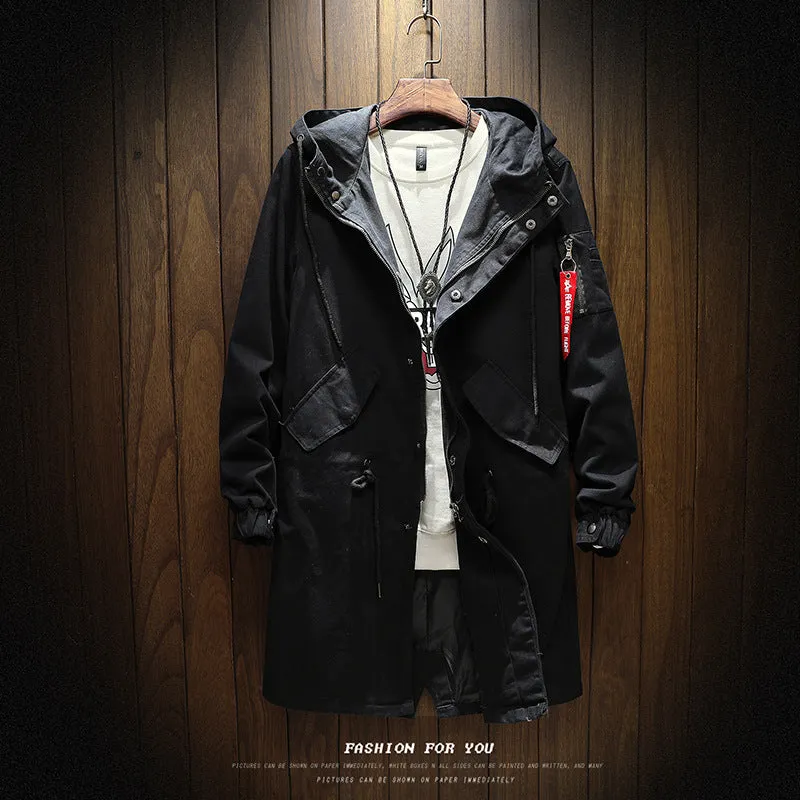 mid-length trench coat men's jacket