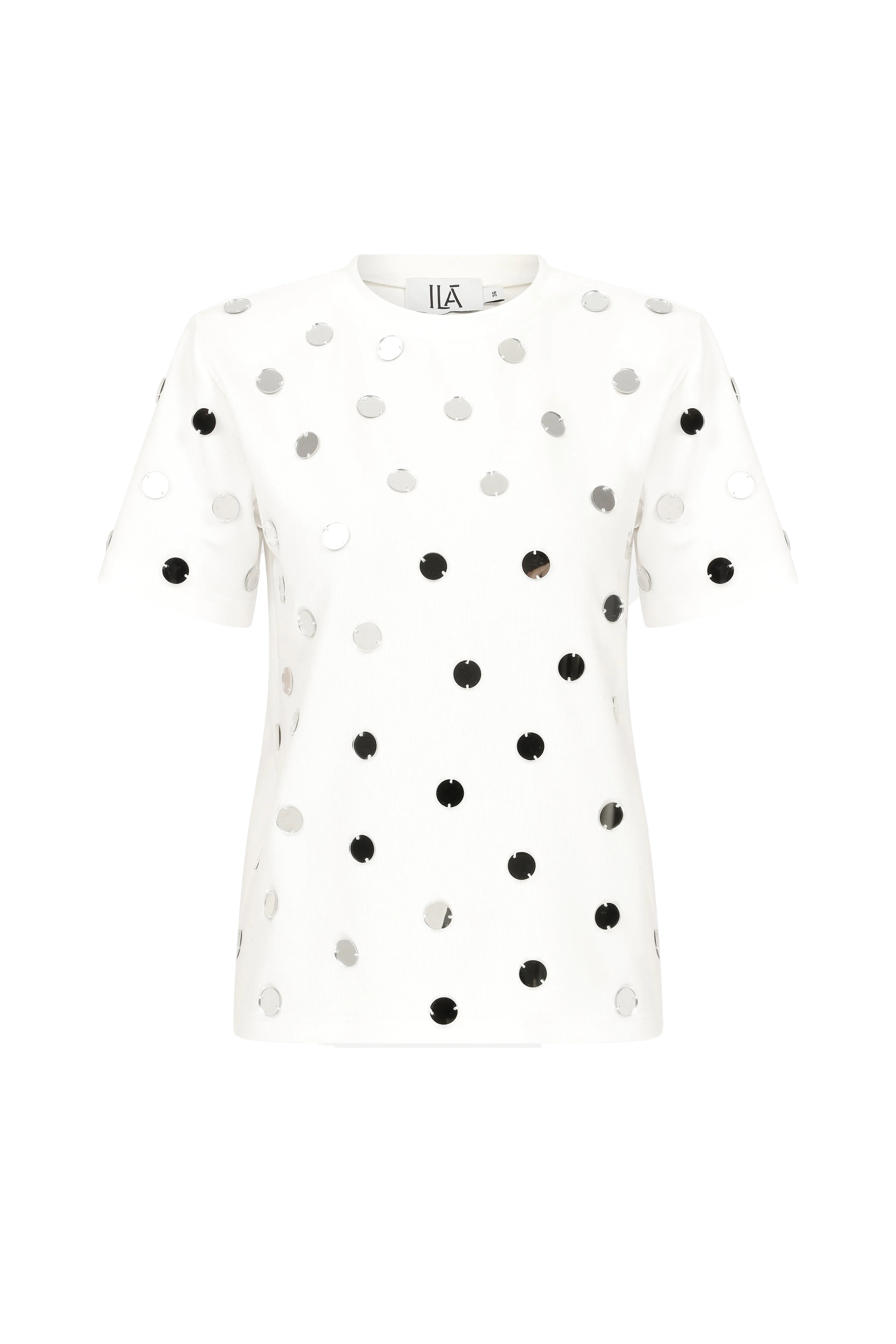 Miro - Handmade Mirror Detailed Tshirt With Shoulder Pads