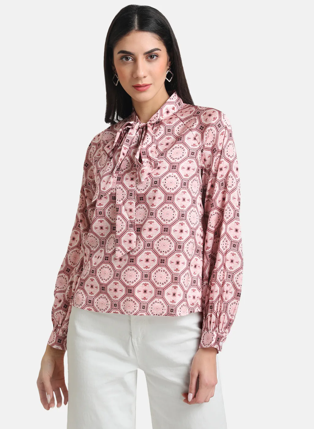 Moroccan Printed Tie-Knot Blouse