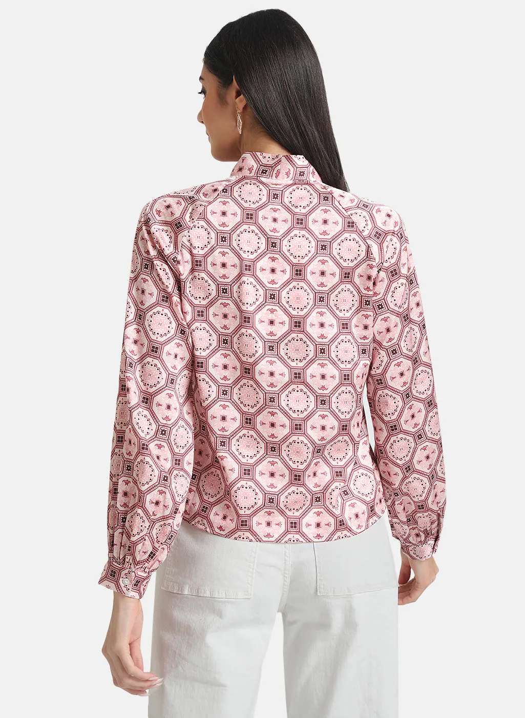 Moroccan Printed Tie-Knot Blouse