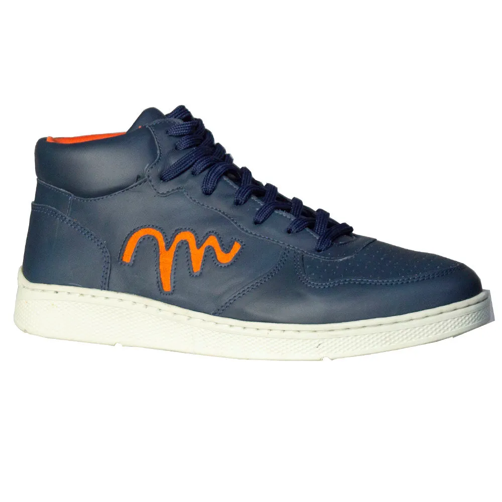 Movers by Sandro Moscoloni High Top Leather Sneaker Montes Navy / Orange